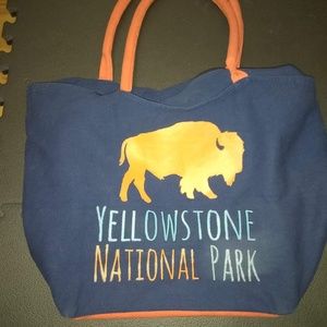 Yellowstone Blue Orange Buffalo Canvas Tote Bag